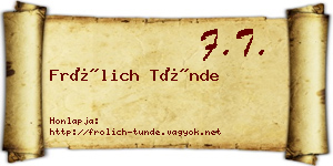 Frölich Tünde névjegykártya